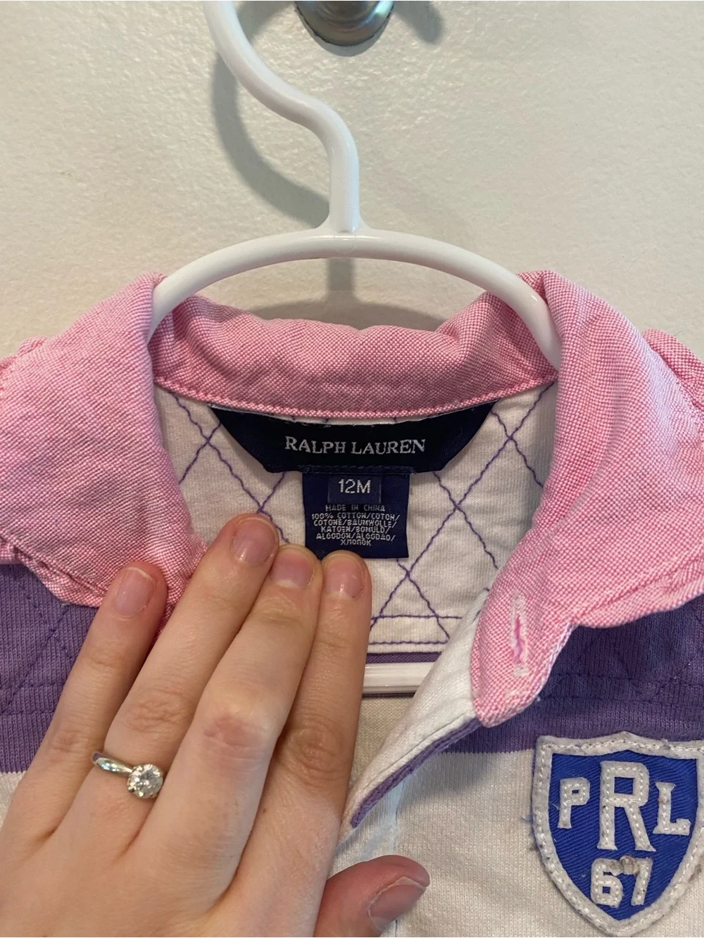 Ralph Lauren Rugby dress in size 12 months  Sweet pink collar